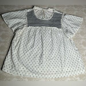 Women's LC Lauren Conrad Smock Yoke flutter sleeve Blouse large